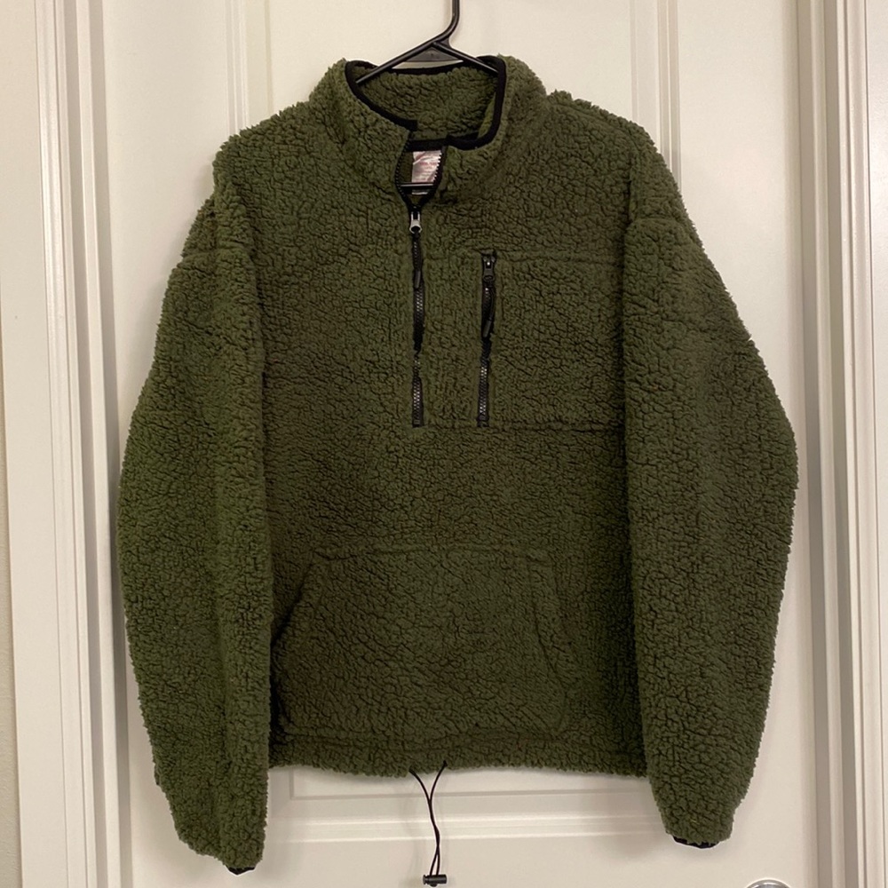 Olive Sherpa Drawstring Sweater Size 3xl
